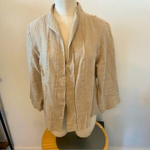 Eileen Fisher Beige 100% linen / cotton Blazer #482 Size 12